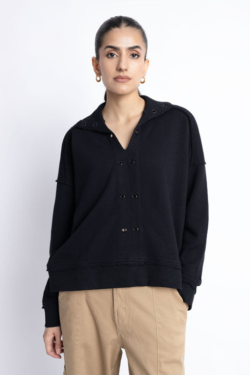 The Black Boxy Crop Sweatshirt