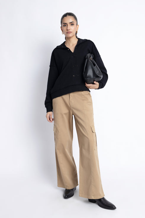 The Black Boxy Crop Sweatshirt