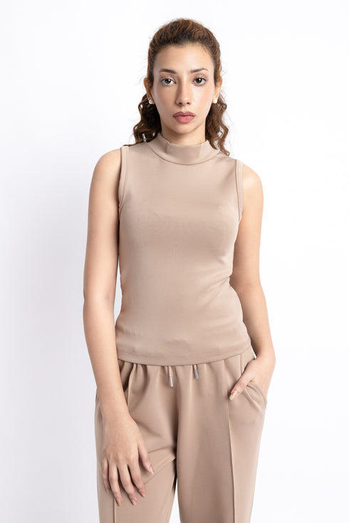 The Mocha Scuba Mock Neck Tank Top