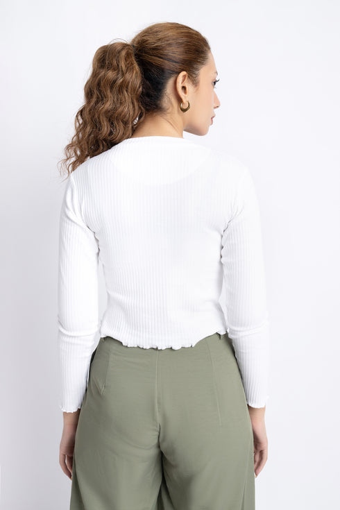 The White Cropped Ribbed T-Shirt