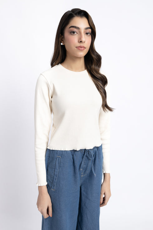 The Off-White Cropped Fitted T-Shirt