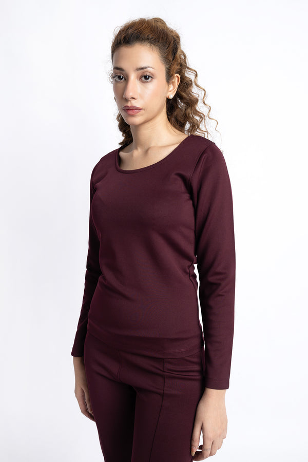 The Burgundy Scuba Fitted Top