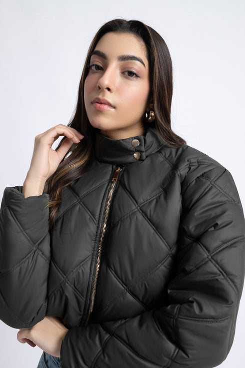 The Black Cropped Puffer Jacket