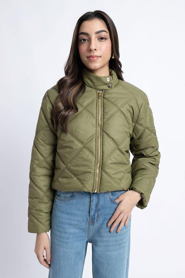 The Olive Cropped Puffer Jacket