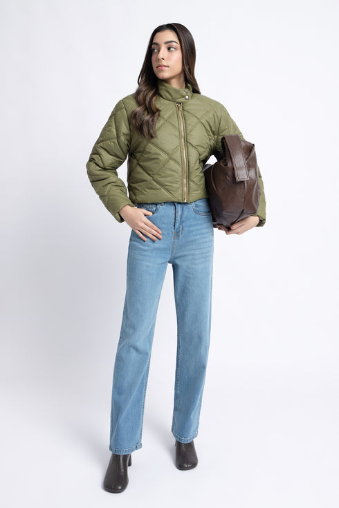The Olive Cropped Puffer Jacket