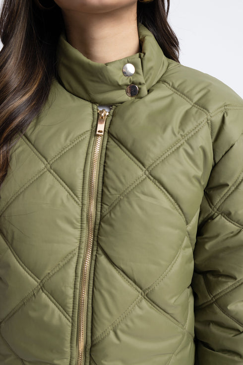 The Olive Cropped Puffer Jacket