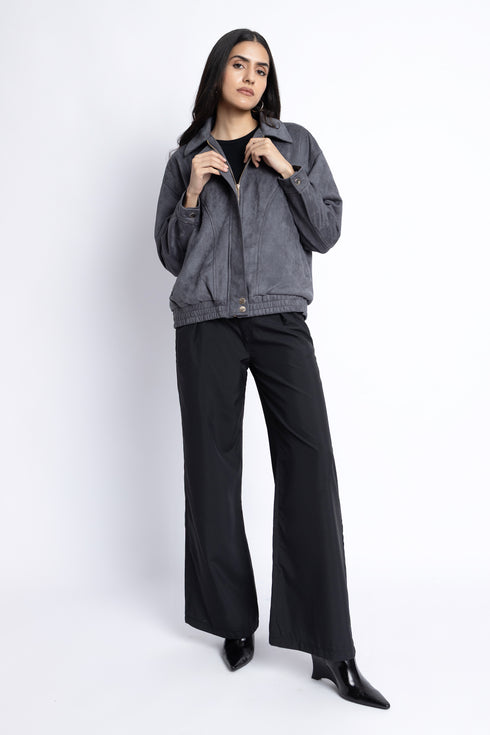 The Grey Suede Boxy Fit Jacket
