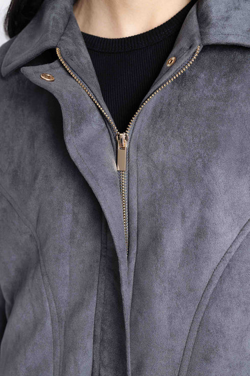 The Grey Suede Boxy Fit Jacket
