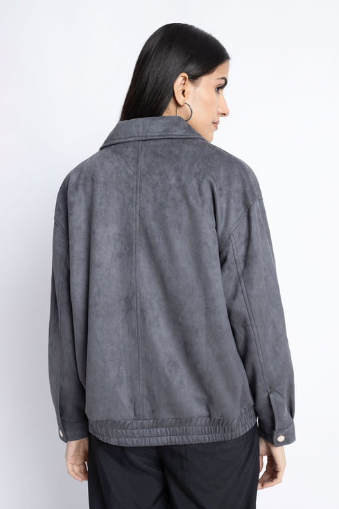 The Grey Suede Boxy Fit Jacket