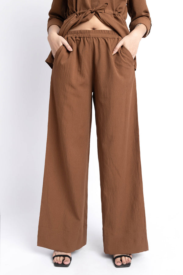 The Toffee Brown Wide Leg Trousers