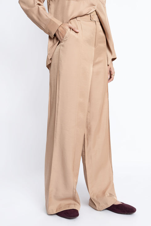 The Khaki Double Pleat Wide Leg Pants
