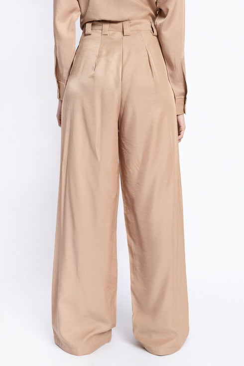 The Khaki Double Pleat Wide Leg Pants