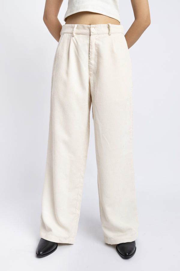 The Ivory Corduroy Straight Fit Trousers