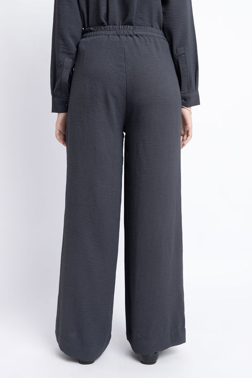 The Charcoal Wide Leg Pleated Trousers