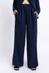 The Navy Wide Leg Pleated Trousers