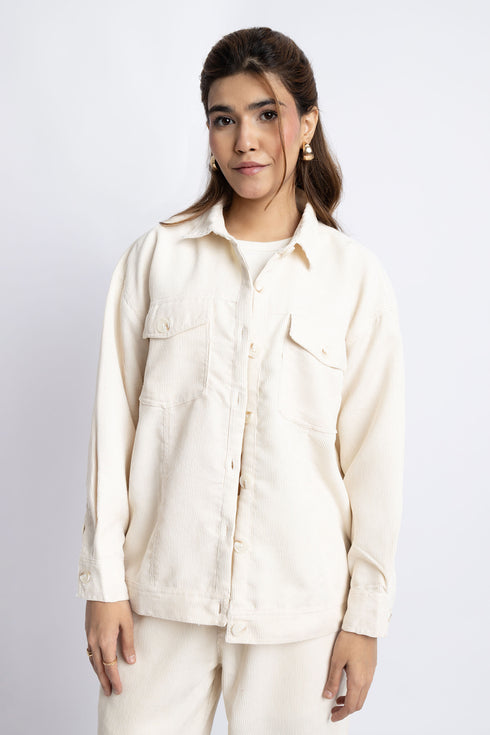 The Ivory Corduroy Oversized Shacket
