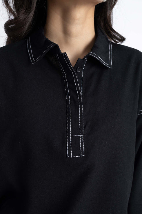 The Black Boxy Crop Shirt
