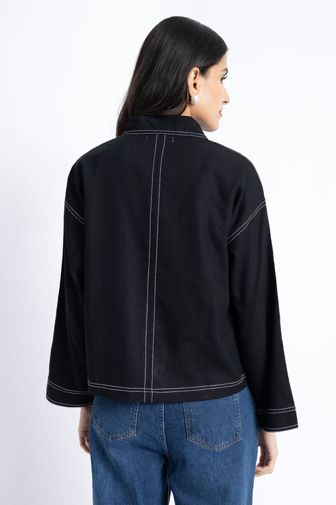 The Black Boxy Crop Shirt