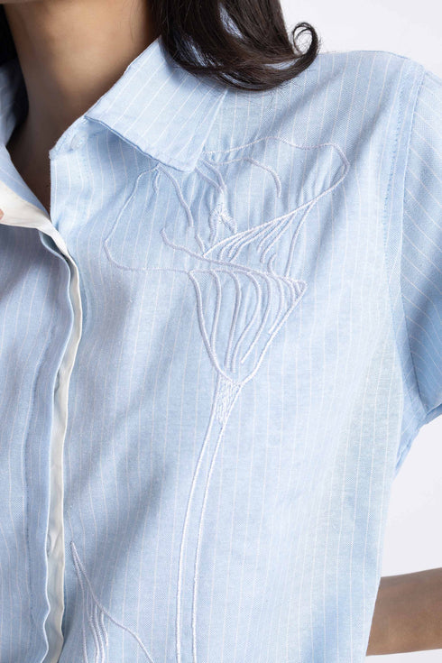 The Embroidered Pinstripe Regular Fit Shirt