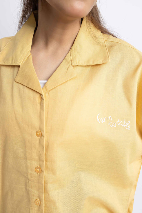 The Mustard Oversized Cuban Collar Shirt