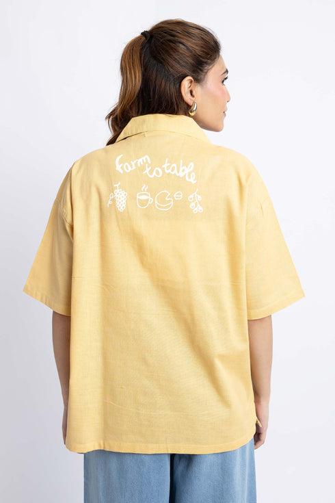 The Mustard Oversized Cuban Collar Shirt