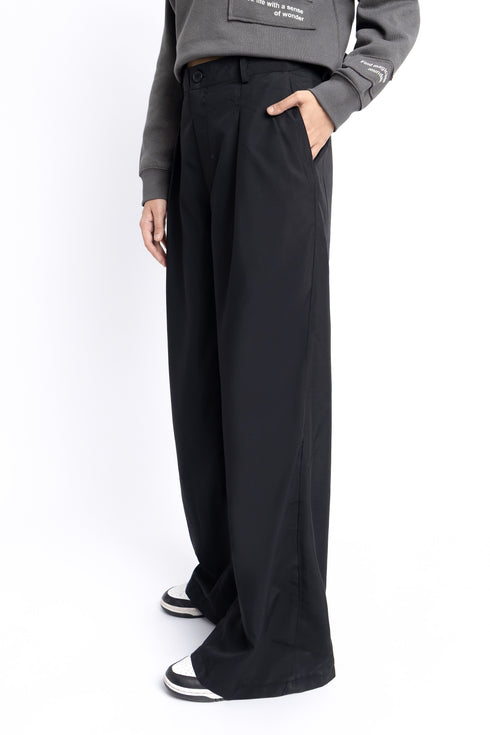 Black Pleated Wide Leg Pants
