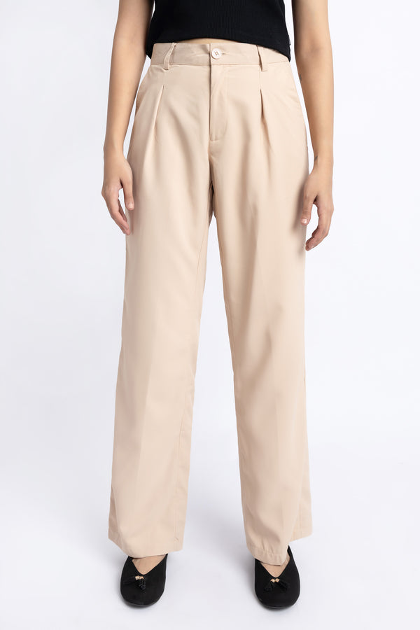 The Beige Straight Fit Pants