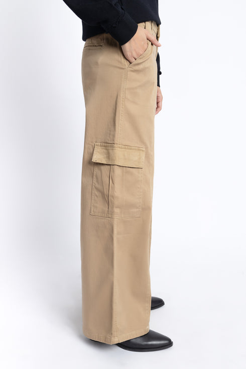 The Khaki Wide Leg Cargo Pants