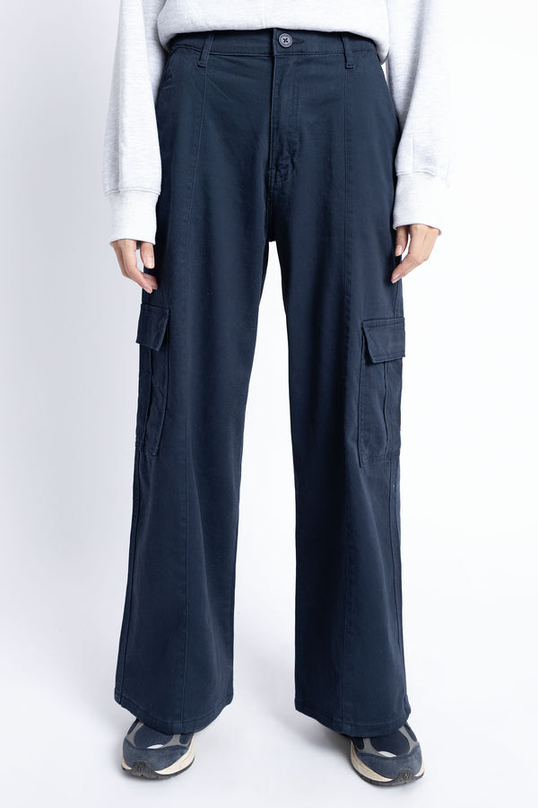 The Navy Wide Leg Cargo Pants