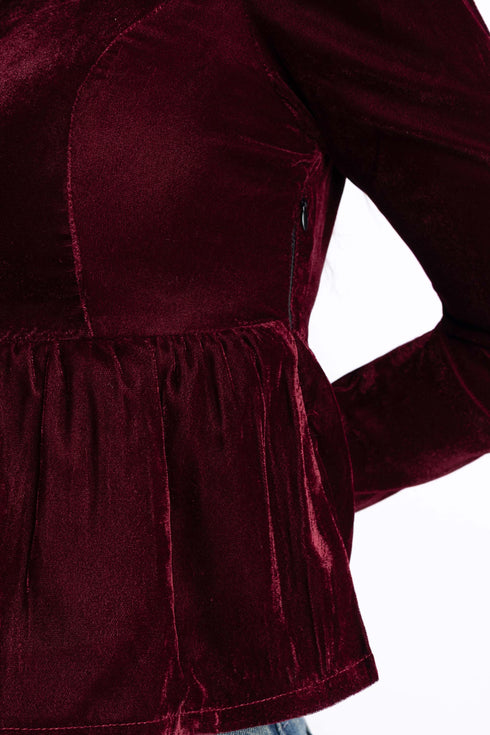 The Maroon Cropped Peplum Top