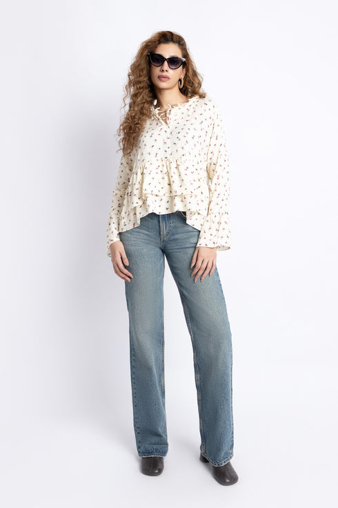 The Floral Cropped Peplum Top