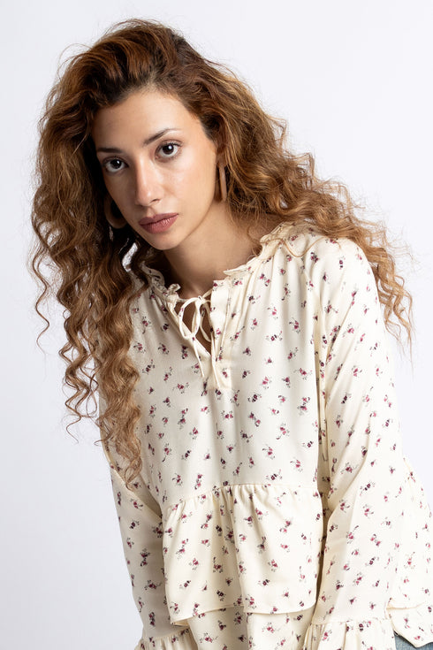 The Floral Cropped Peplum Top