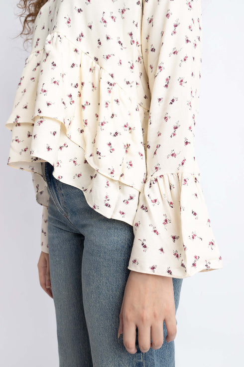The Floral Cropped Peplum Top