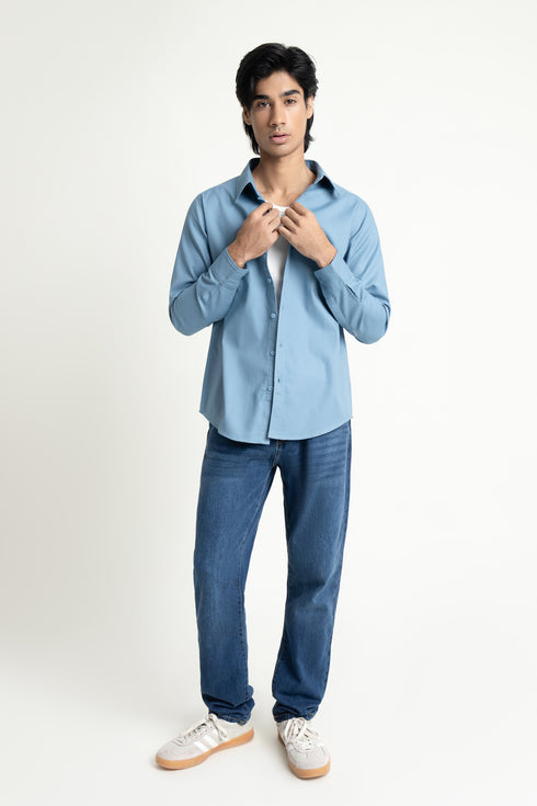 The Blue Relaxed Fit Jacquard Shirt