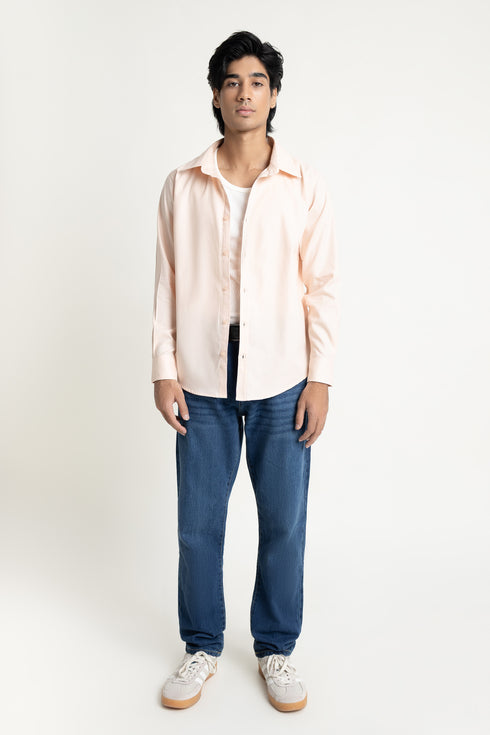 The Powder Pink Relaxed Fit Jacquard Shirt