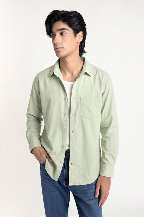 Light Green Textured Cotton Shirt