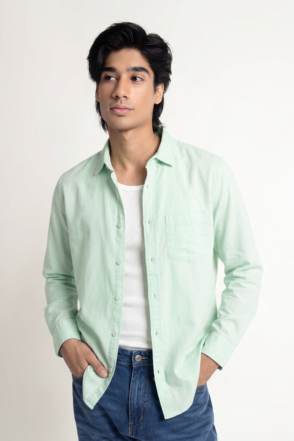 Aqua Textured Cotton Shirt
