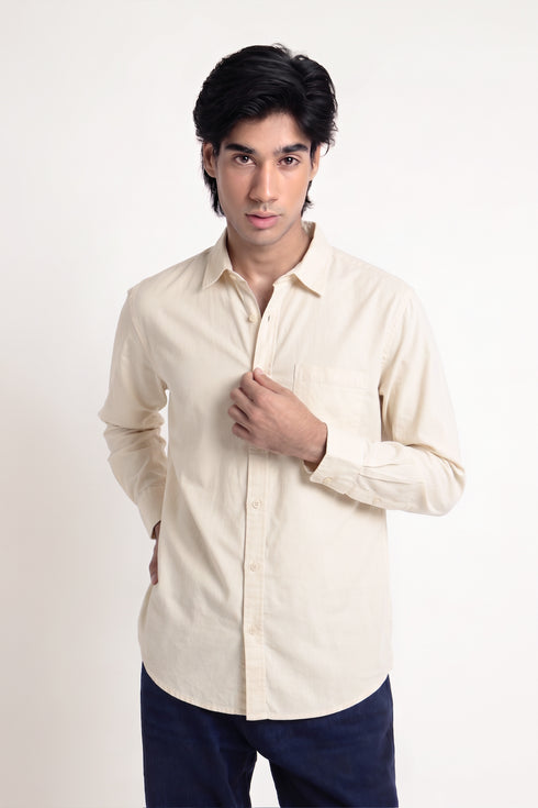 Oatmeal Textured Cotton Shirt