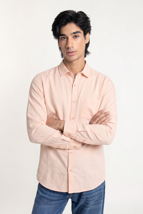 Peach Textured Cotton Shirt