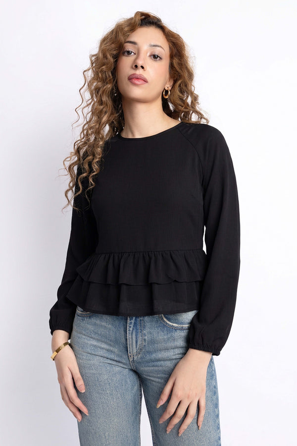 The Black Tier Panel Crop Top