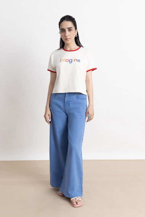 Imagine Boxy Cropped Ringer T-Shirt
