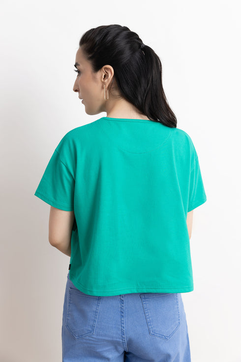 Green Cropped Boxy T-Shirt